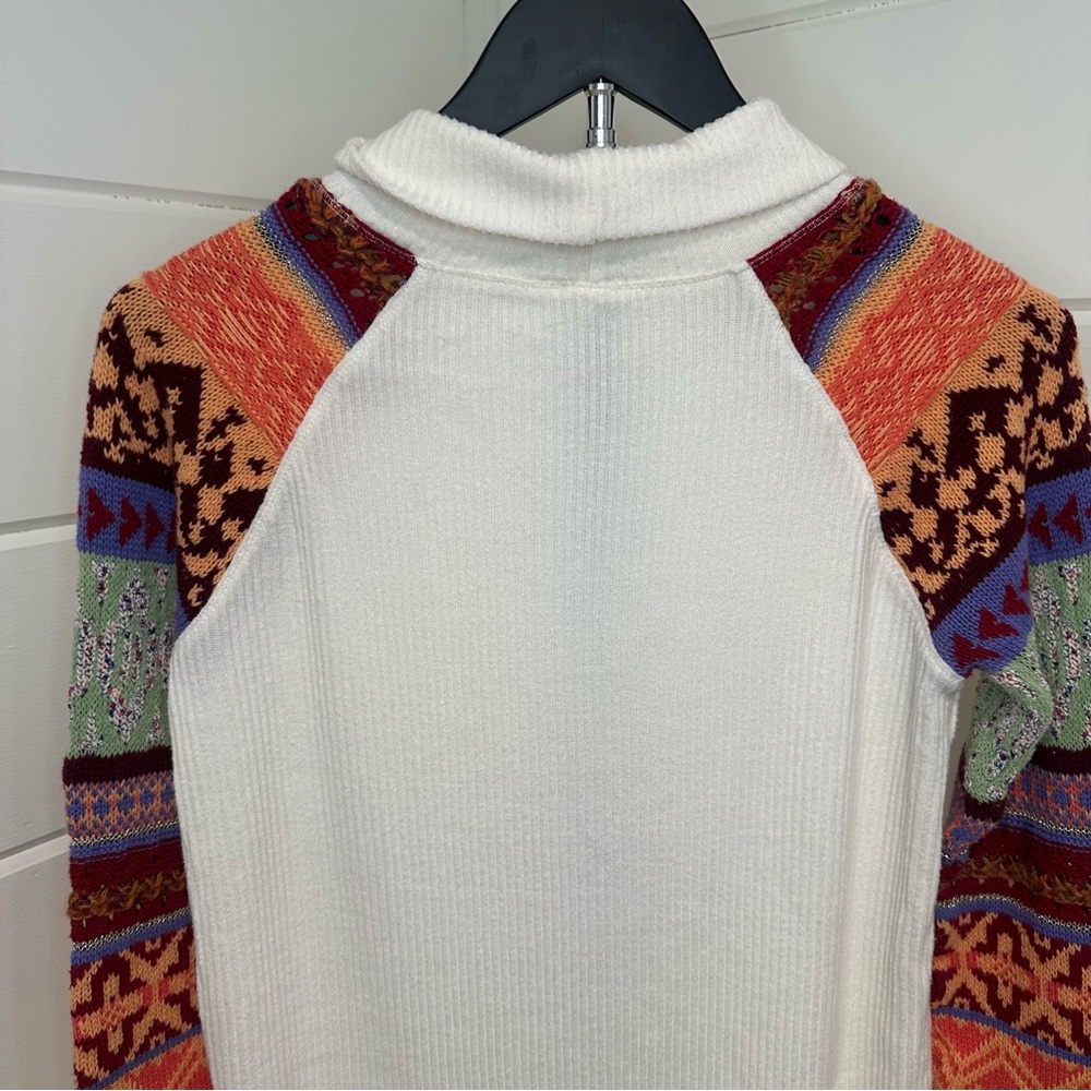 Free People Cream Ribbed Mock-Neck Sweater - Picture 10 of 13